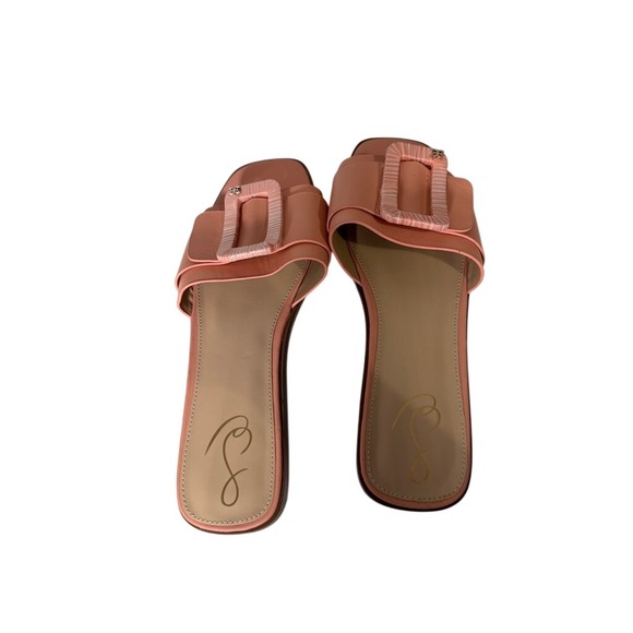 Sam Edelman Women's Peach Slip On Flat Sandals Square Toe Buckle Inez Slide 8.5 - Picture 4 of 7
